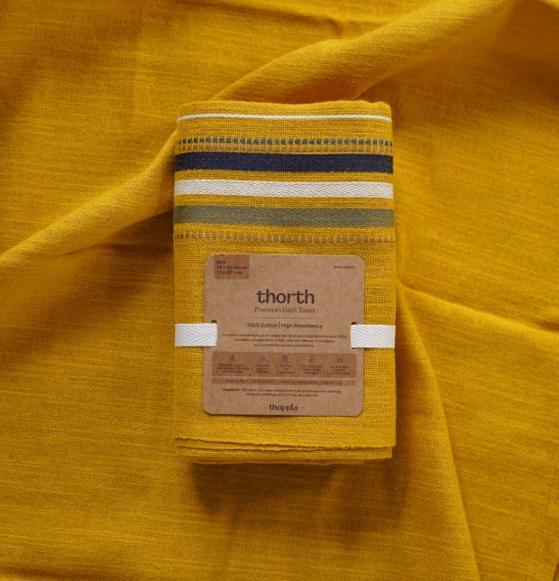 Thorth | Premium Cotton Bath Towel | Mustard Yellow