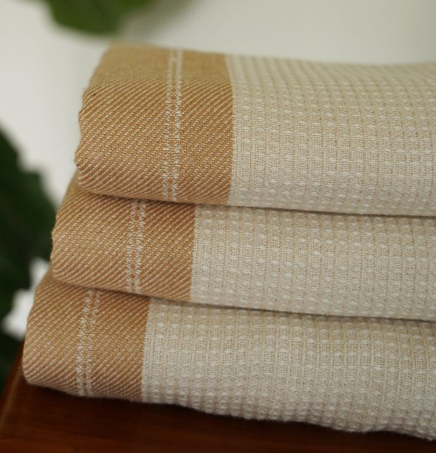 Honeycomb Cotton Bath towels Beige / Brown