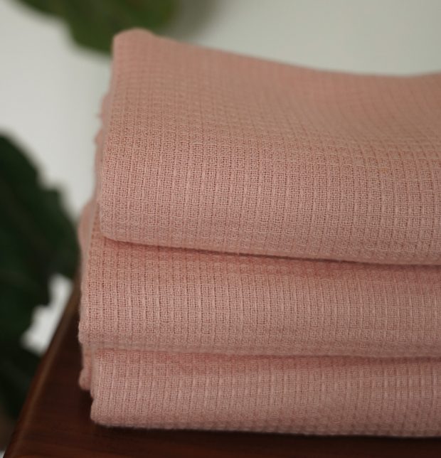 Honeycomb Cotton Bath towels Peach Bud