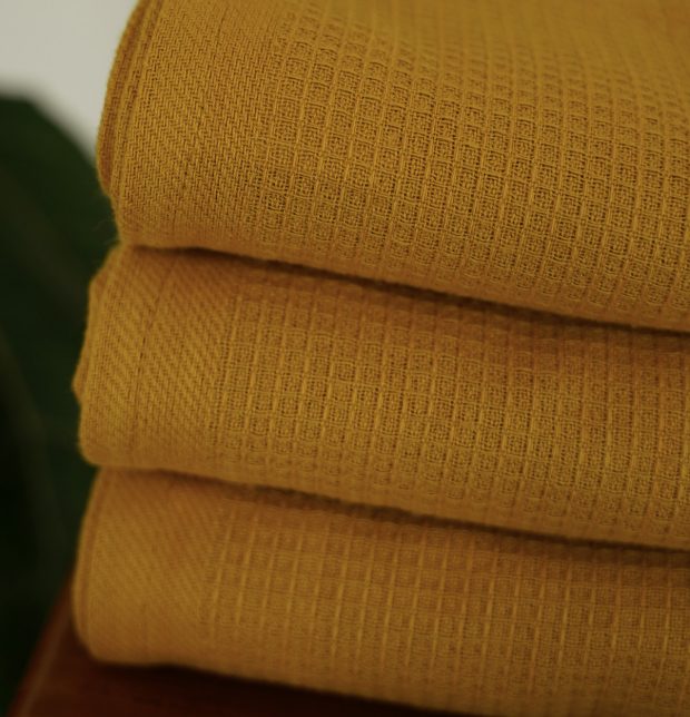 Honeycomb Cotton Bath towels Mustard Yellow