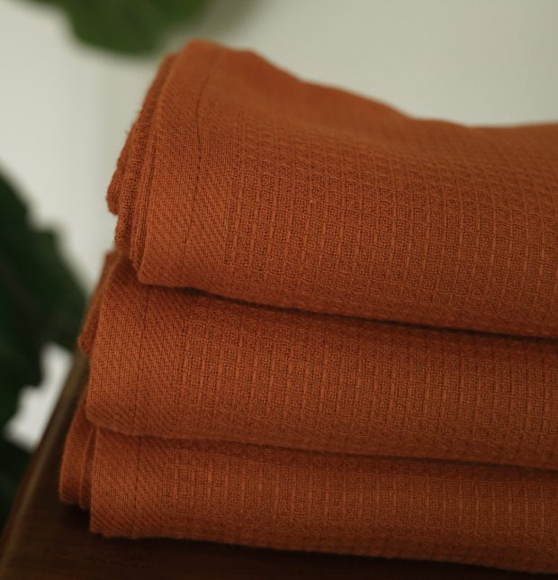 Honeycomb Cotton Bath towels Rust Orange