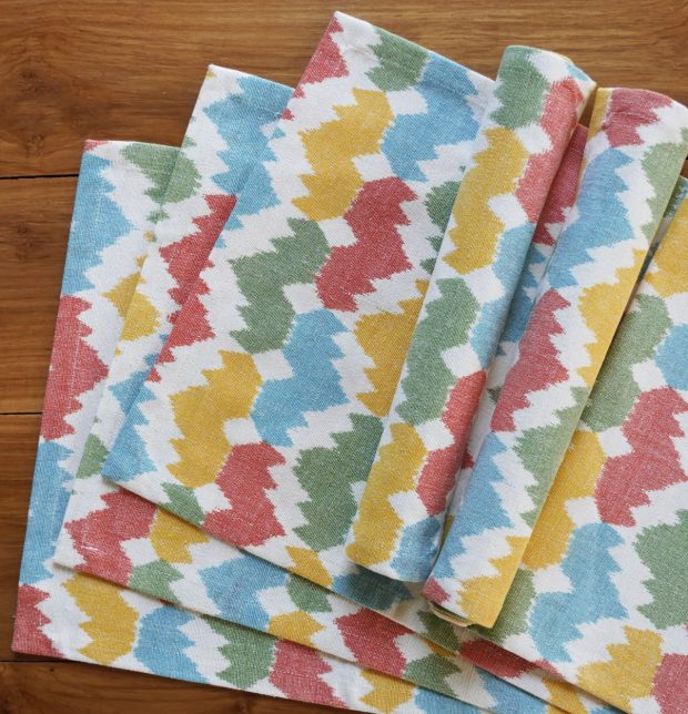 Ikat Vibrant Crown Handwoven Cotton Tablemats  - Set of 6