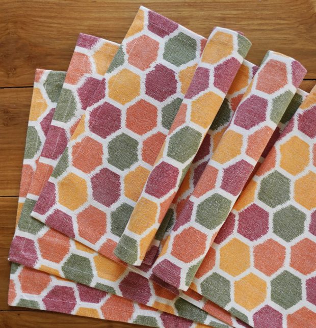 Ikat Vibrant Hexagon Handwoven Cotton Tablemats  - Set of 6