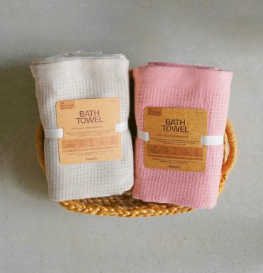 Pastel Honey comb bath towels Pink & Beige | combo of 2