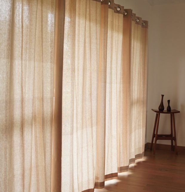 Customizable Stripes Curtain, Zari Cotton - Beige