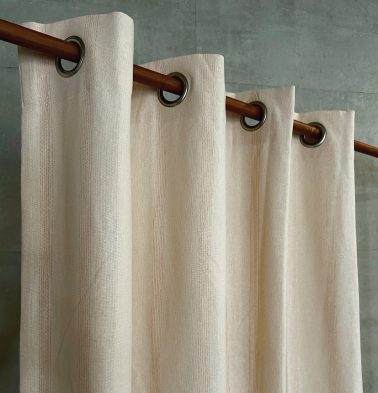 Zari Stripes Cotton Curtain Beige