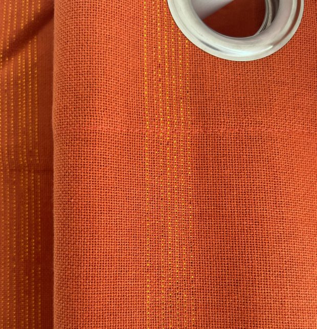 Zari Stripes Cotton Curtain Rust Orange