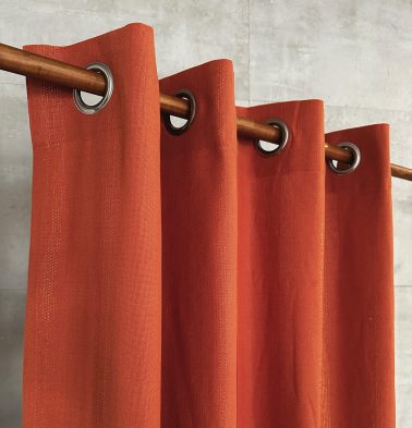 Zari Stripes Cotton Curtain Rust Orange