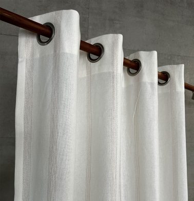 Zari Stripes Cotton Curtain White