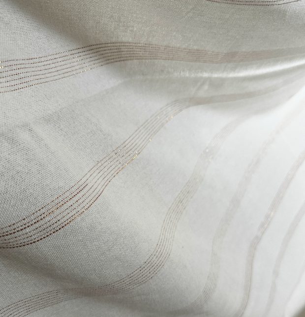 Zari Stripes Cotton Curtain White