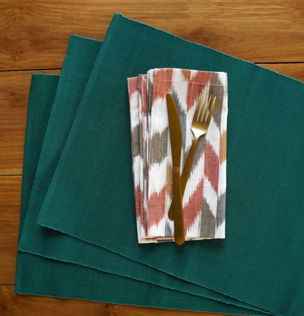 Handwoven Pine Green Tablemats & Ikat Napkin Set – Gift Bag