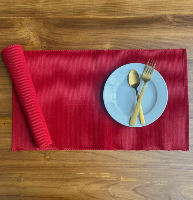 Handwoven Cotton Table mats Fiery Red - Set of 6