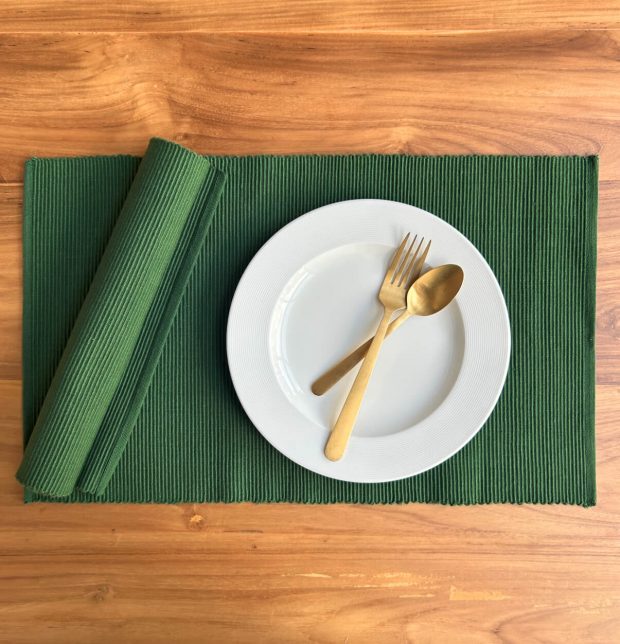 Handwoven Cotton Table mats Foliage Green - Set of 6