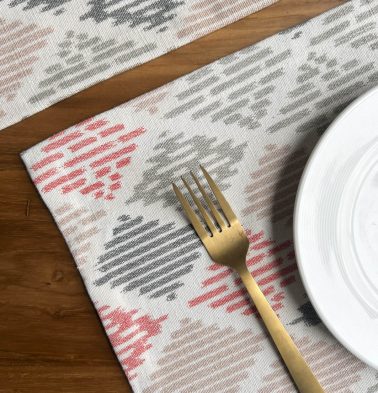 Ikat Beige Diamond Handwoven Cotton Tablemats – Set of 6