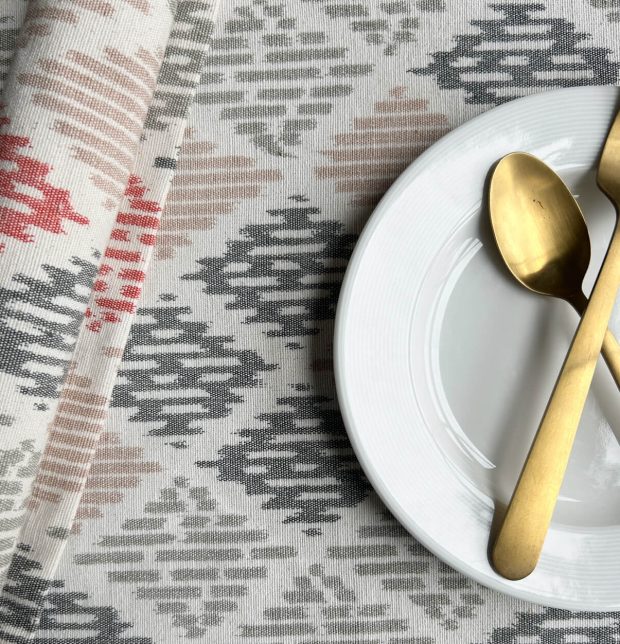 Ikat Beige Diamond Handwoven Cotton Tablemats - Set of 6