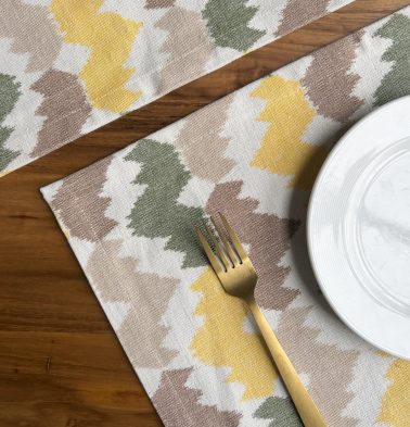 Ikat Pastel Crown Handwoven Cotton Tablemats – Set of 6