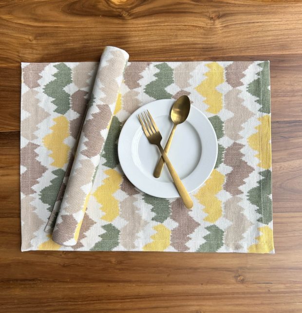 Ikat Pastel Crown Handwoven Cotton Tablemats - Set of 6