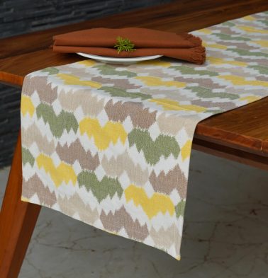 Ikat Pastel Crown Handwoven Cotton Table Runner