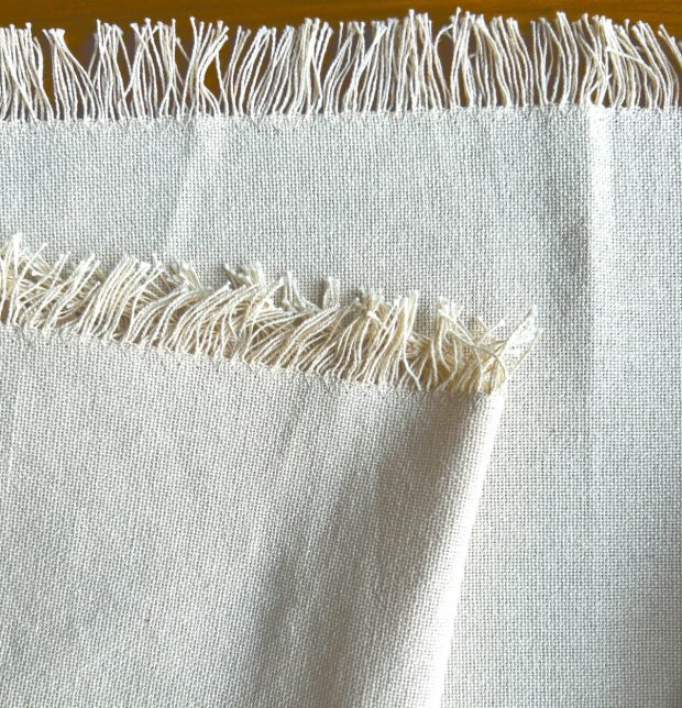 Solid Cotton Table Runner With Fringes Soft Beige