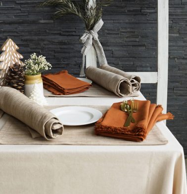 Warm Sand Tablemats & Amber Brown Napkins Combo