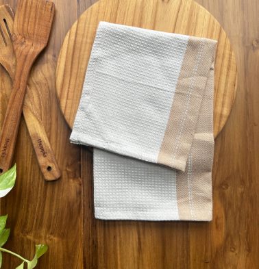 Honeycomb Cotton Kitchen Towel Beige / Brown