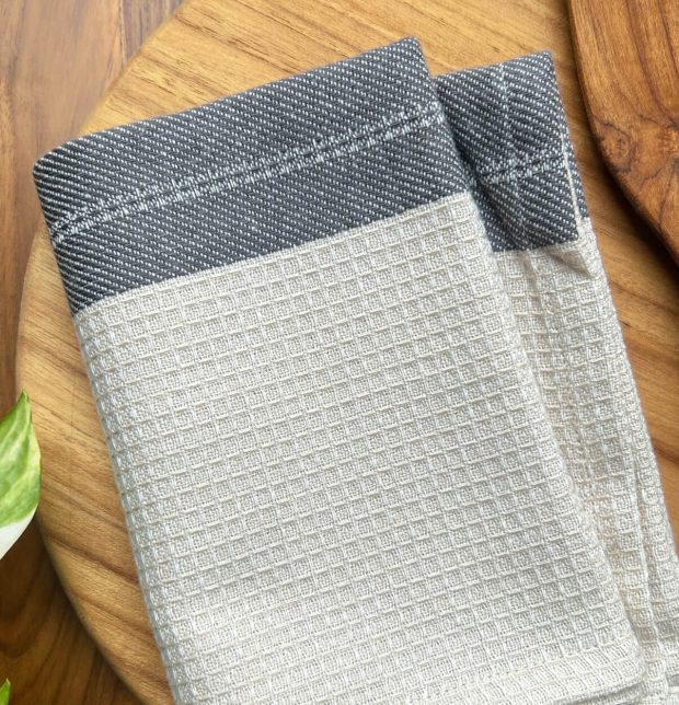 Honeycomb Cotton Kitchen Towel Beige / Grey