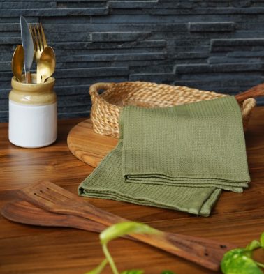 Honeycomb Cotton Kitchen Towel Olive Green