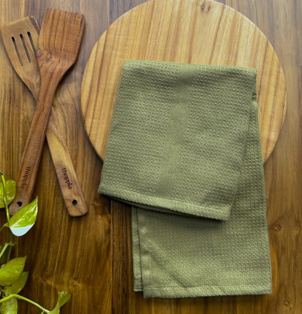 Honeycomb Cotton Kitchen Towel Olive Green