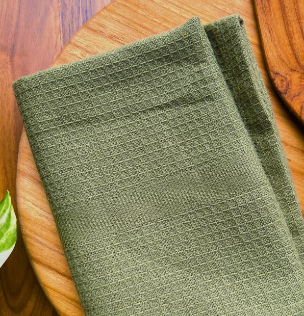 Honeycomb Cotton Kitchen Towel Olive Green