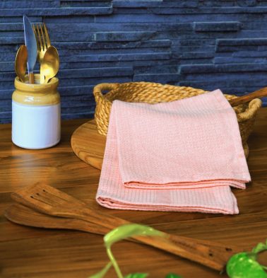 Honeycomb Cotton Kitchen Towel Peach Bud