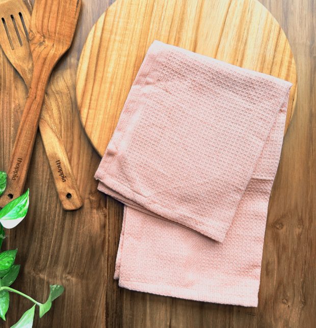 Honeycomb Cotton Kitchen Towel Peach Bud