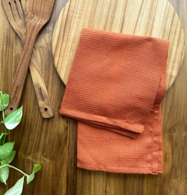 Honeycomb Cotton Kitchen Towel Rust Orange