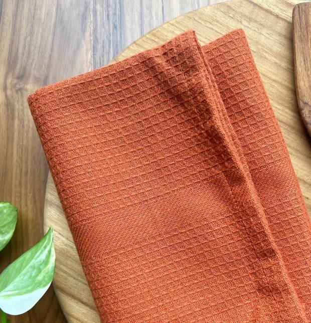 Honeycomb Cotton Kitchen Towel Rust Orange