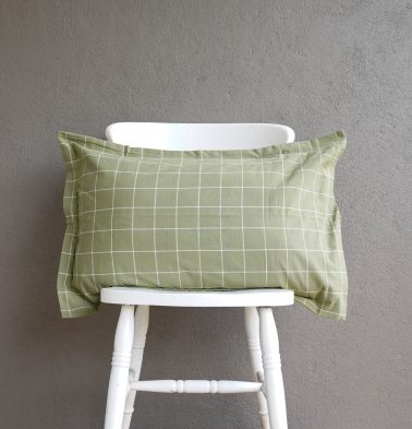 Lagom Chequered Cotton Pillow Cover Green/White