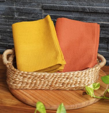 Radiant Honey Comb Kitchen towel Rust & Mustard | Combo of 2