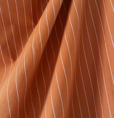 Silver Lining Striped Cotton Fabric Rust Orange