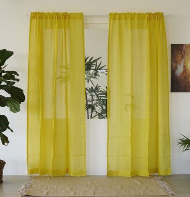 Customizable Linen Sheer Curtain – Custard Yellow