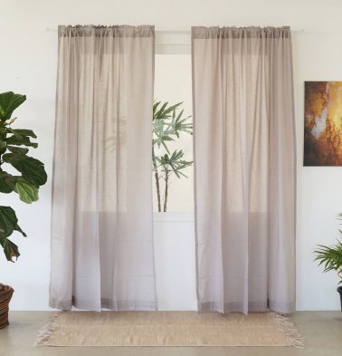 Customizable Sheer Curtain, Slub Cotton – Ash Grey