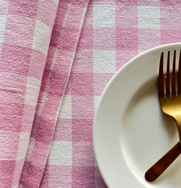 Handwoven Chequered Cotton Tablemats Lilac Pink - Set of 6