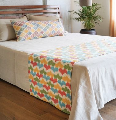 Ikat Vibrant Crown Handwoven Cotton Bed Runner