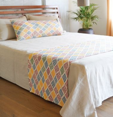 Ikat Vibrant Diamond Handwoven Cotton Bed Runner