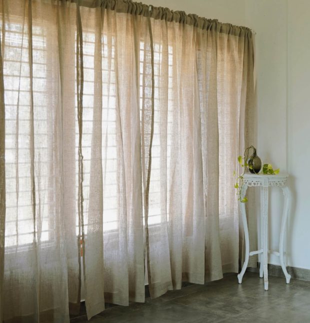 Linen Sheer Curtain Pale Beige