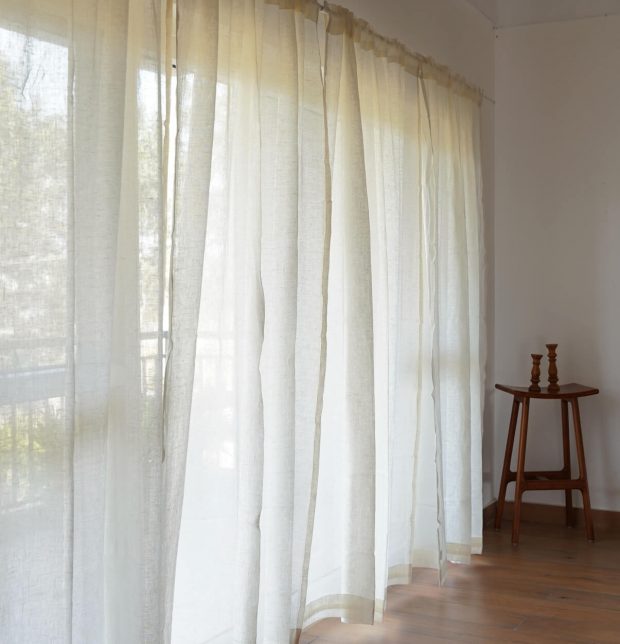 Linen Sheer Curtain Vanilla White