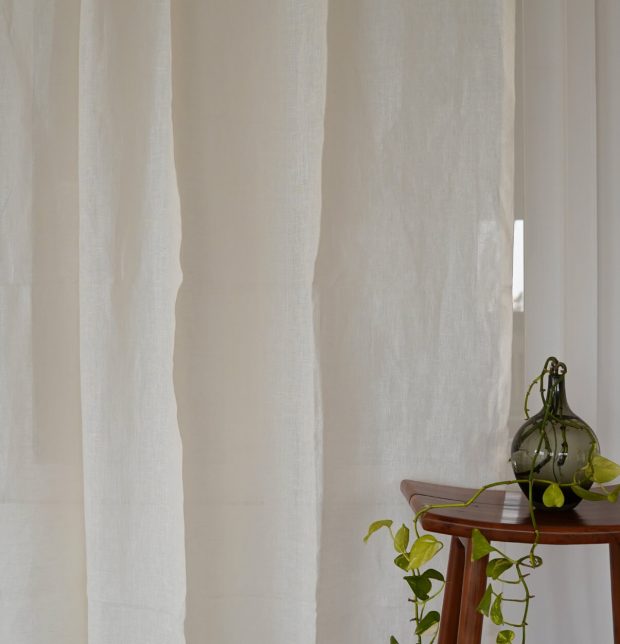 Vanilla White Linen Sheer Curtain Fabric