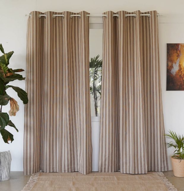 Vintage Weave Cotton Curtain Beige/Brown