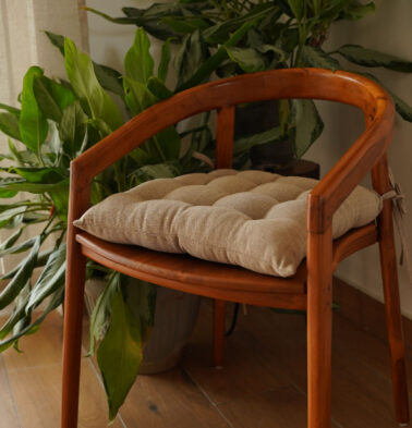 Chambray Cotton Chairpad Sesame Beige