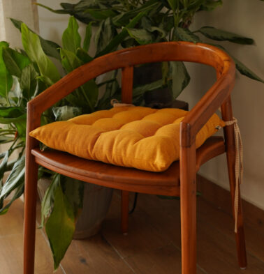 Chambray Cotton Chairpad Sunflower Yellow