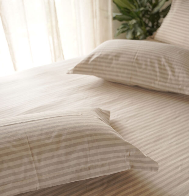 Morning Stripe Cotton Pillow Cover – Beige
