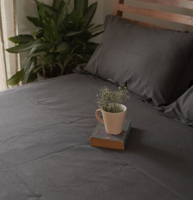 Earthen Hues Cotton Bedsheet Magnet Black -With 2 pillow covers