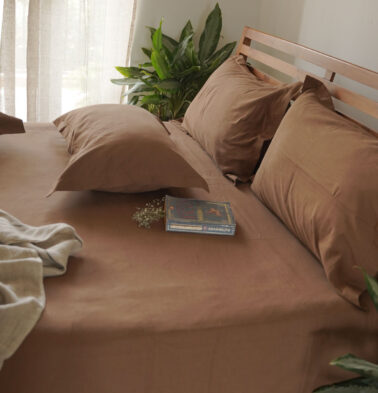 Earthen Hues Cotton Bedsheet Tobacco Brown -With 2 pillow covers